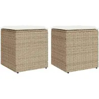 vidaXL Tabourets de jardin avec coussins lot de 2 beige résine tressée