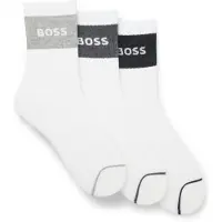 BOSS Lot de trois paires de chaussettes courtes en coton mélangé