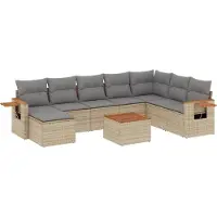 vidaXL Ensemble de jardin canapé 8 pièces avec coussins Beige Poly Rattan