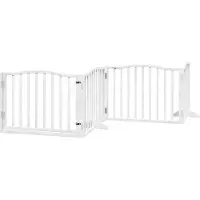 vidaXL Porte pour chien 4 pièces avec porte Pliable Blanc 320 cm Bois de peuplier
