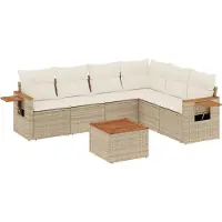 vidaXL Ensemble de salon de jardin 6 pièces avec coussins Beige Poly Rattan
