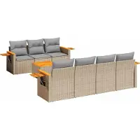 vidaXL Ensemble de jardin canapé 8 pièces avec coussins Beige Poly Rattan