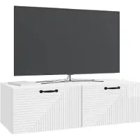 vidaXL Meuble TV mural blanc brillant 98 x 41 x 30 cm