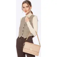 WITTCHEN Sac à bandoulière pour femme en cuir avec pompon, beige, cuir naturel