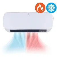 QLT Fourneau céramique 2-en-1 avec fixation murale - Fourneau électrique mural - Chauffage avec régulateur de température 10°C à 49°C - Minuterie et programme hebdomadaire - Blanc