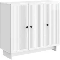 vidaXL Buffet blanc brillant 89 x 34,5 x 80 cm en aggloméré
