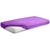 MULTITEX Drap-housse - - FROTTE PREMIUM - 150/160x190/200 cm - Bonnet 20 cm - Violet foncé (Coton, OEKO-TEX)