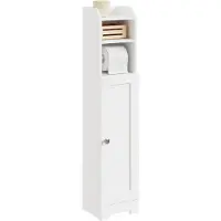 SoBuy Meuble de toilette avec porte-rouleau - Blanc - 20x100x18 cm