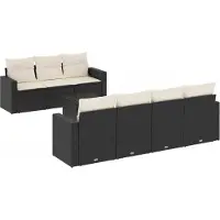 vidaXL Ensemble de jardin canapé 8 pièces avec coussins noir poly rotin