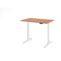 Hjh OFFICE PRO Bureau réglable en hauteur XDKB | 2-moteurs | 120 - 180 cm | électrique, Dimension plateau:120 x 80 cm, Couleur plateau:Noyer, Couleur piétement:Blanc