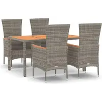vidaXL Ensemble de jardin 5 pièces avec coussins Gris Poly rotin