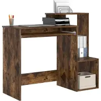 vidaXL Bureau , finition chêne fumé, 106 x 41 x 88,5 cm, fabriqué en panneaux de particules