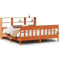 vidaXL Lit en bois massif, sans matelas, en pin brun cireux 180x200