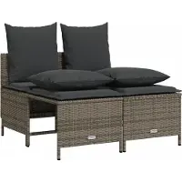 vidaXL Ensemble de salon de jardin 4 pièces avec coussins Gris Poly rotin
