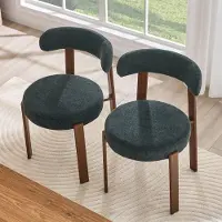 OKWISH Chaise de Salle à Manger - Chaise Rétro Noire avec Dossier Courbé et Pieds en Bois, Design Vintage