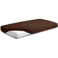 Matex Drap-housse - - FROTTE PREMIUM - 200x220x20 cm - Bonnet 20 cm - Marron