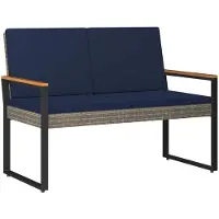 vidaXL Banc d'extérieur 2 places, 107 x 61 x 80 cm, en résine tressée, rectangulaire