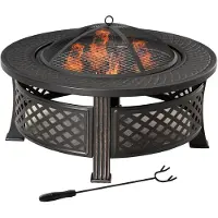 Outsunny Bol de feu avec pare-étincelles Table de feu Foyer en acier noir