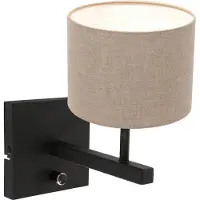 Steinhauer - applique murale - Stang - noir - lin métal - lampe de lit - E27 - 8172ZW
