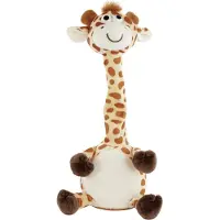 Idena 40362 - Bavard Girafe, env. 32 cm, peluche qui répète tout d'une voix amusante en bougeant le cou, fonctionne à piles