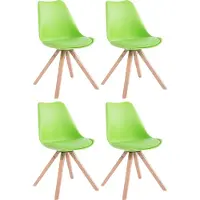 CLP Lot de 4 chaises Toulouse Square avec pieds en bois carrés, structure verte, couleur naturelle
