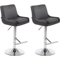 CLP Lot de 2 tabourets de bar Club en similicuir, réglables en hauteur et pivotants, structure grise, finition chromée