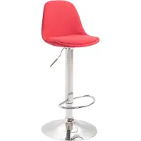 CLP Tabouret de bar Kiel en tissu, réglable en hauteur et pivotant, pied rouge, couleur chrome
