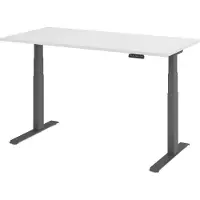 Hjh OFFICE PRO Bureau réglable en hauteur XDKB | 2 moteurs | 120 - 180 cm | électrique, Dimension plateau:160 x 80 cm, Couleur plateau:Blanc, Couleur piétement:Graphite