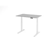 Hjh OFFICE PRO Bureau réglable en hauteur XDKB | 2 moteurs | 120 - 180 cm | électrique, Dimension plateau:120 x 80 cm, Couleur plateau:Gris, Couleur piétement:Blanc