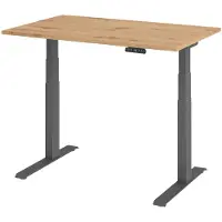 Hammerbacher Bureau réglable en hauteur XDKB | 2-moteurs | 120 - 180 cm | électrique, Dimension plateau:180 x 80 cm, Couleur plateau:Chêne cendré, Couleur piétement:Graphite