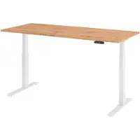 Hammerbacher Bureau réglable en hauteur XDKB | 2-moteurs | 120 - 180 cm | électrique, Dimension plateau:180 x 80 cm, Couleur plateau:Chêne cendré, Couleur piétement:Blanc