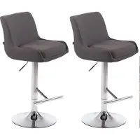 CLP Lot de 2 tabourets de bar Club en tissu, pivotants et réglables en hauteur en continu, gris foncé, piètement chromé