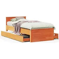 vidaXL Lit en bois massif sans matelas avec tête de lit brun 150x200 cm