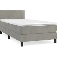 vidaXL Lit boxspring avec matelas gris clair 120x190 cm velours