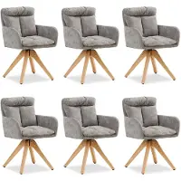 Homestyle4u Chaise de Salle à Manger Lot de 6 Moderne Tissu Lin Gris Design Chaises de Cuisine Chaises pas Cher Fauteuils Rembourrée