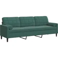 vidaXL Canapé 3 places avec coussins décoratifs vert foncé 210 cm velours
