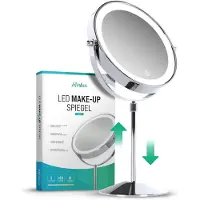 Mirlux Miroir de maquillage de luxe avec lumière LED - grossissement 10x - réglable et rechargeable - 3 niveaux de lumière - chrome - Miroir de maquillage - Miroir avec lumière LED
