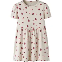Name It Mini Robe 'NMFHaline' gris clair / rouge foncé / noir