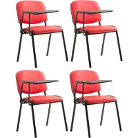 CLP - Ensemble de 4 chaises "Ken" avec table pliante, revêtues de similicuir rouge et rembourrées