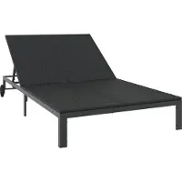 vidaXL Chaise longue en polyrotin noir