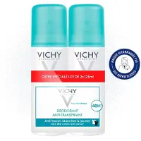 VICHY LOT*2 Aérosol anti transpirant 48h, Anti-Traces, anti effet carton 2x125 ml Déodorant