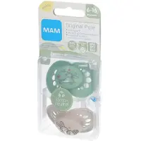 Mam Original Pure Tétines en silicone à motif Vert-écru 6-16 mois 2 pc(s) Tétine(S)