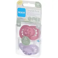 Mam Original Pure Tétines en silicone à motif rose-rose 16 mois et + 2 pc(s) Tétine(S)
