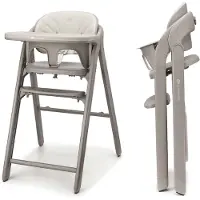 Kinderkraft TINO – Chaise haute 3 en 1 jusqu'à 110 kg, pliable, harnais à 5 points, plateau amovible, chaise pour enfants et adultes, beige