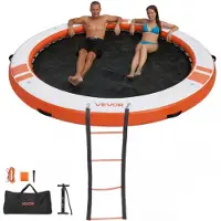 Vevor Quai Flottant Gonflable Rond Plateforme de Quai Gonflable 3,05 m pour Piscine Plage Mer Réunions Famille Sorties Amis Activités Nautiques avec Sac de Transport Portable