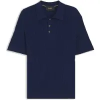 BOSS Pull à col polo en maille torsadée en coton et cachemire