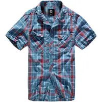 Brandit Chemise 'Roadstar' bleu fumé / rouge feu / blanc