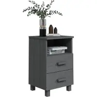 vidaXL Table de chevet HAMAR Gris foncé 40x35x62 cm Bois de pin massif