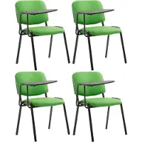 CLP Lot de 4 chaises « Ken » avec table pliante, revêtement en similicuir vert