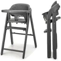 Kinderkraft TINO – Chaise haute 3-en-1 jusqu'à 110 kg, pliable, harnais à 5 points, plateau amovible, chaise pour enfants et adultes, gris